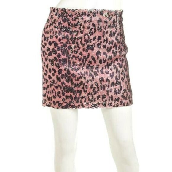 Free People Dresses & Skirts - Mini Skirt, Cheetah-Print Skinny Sequin Mini by Free People - Pink Cheetah, 6